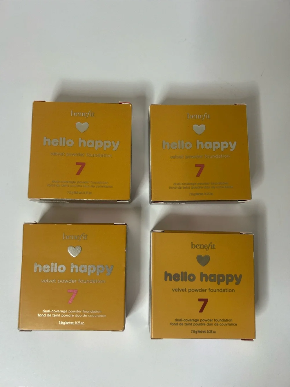 Benefit Hello Happy Velvet Powder Foundation #7 0.25 OZ Lot Of 4. ‎ New in box